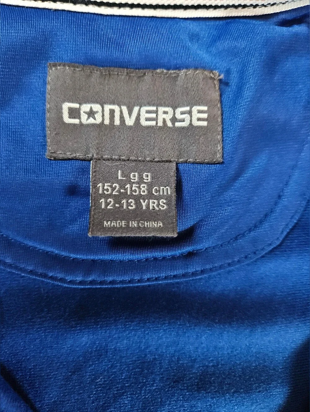Converse All Star Boys Blue Zip Up Long Sleeve Pocketed Track Jacket Size Large